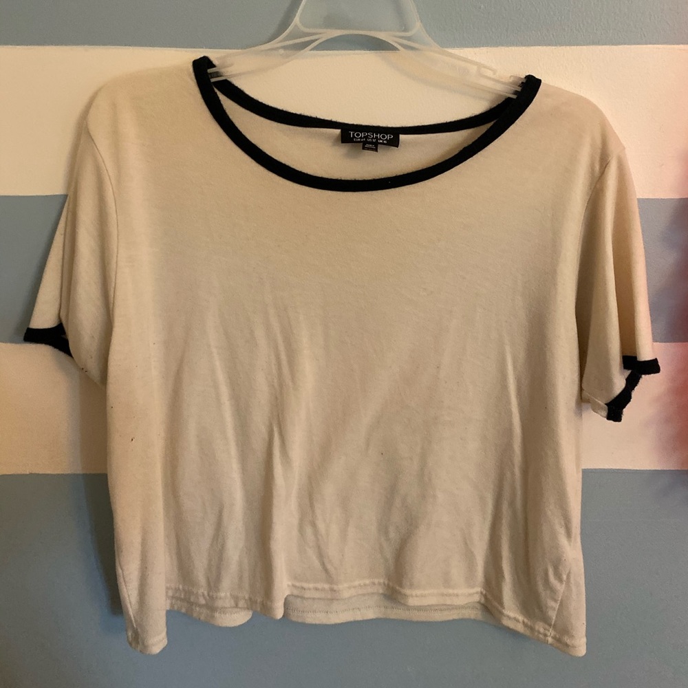 Topshop cropped tee w arm and neck details
